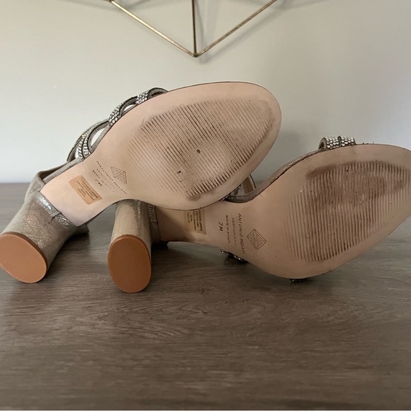 Sandales à Talons Hauts Argentées à Strass Antonio Melani - Taille 9 US - Portées Une Fois